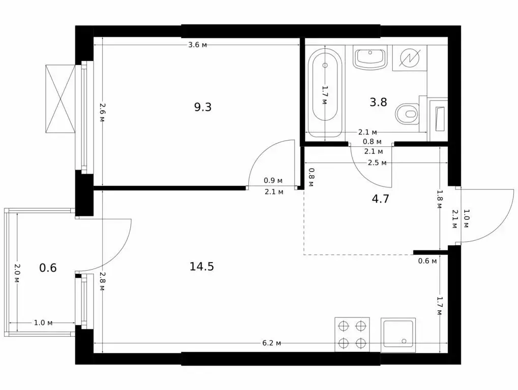 1-комнатная квартира: Казань, ЖК Нокса Парк, 7 (32.9 м) - Фото 0