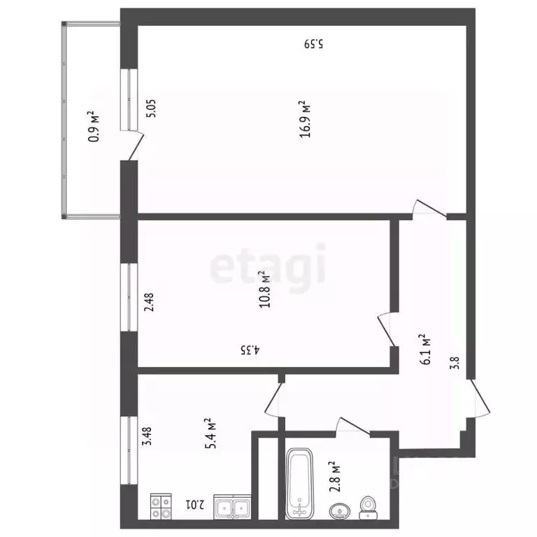 2-к кв. Псковская область, Печоры Заводская ул., 3б (42.0 м) - Фото 2