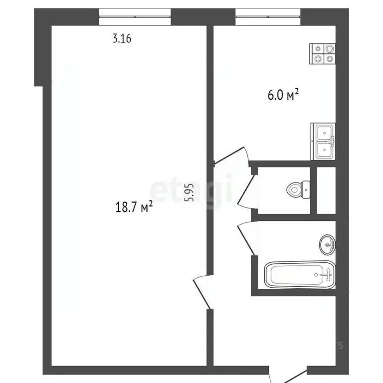 1-к кв. Москва ш. Энтузиастов, 96К3 (32.4 м) - Фото 1