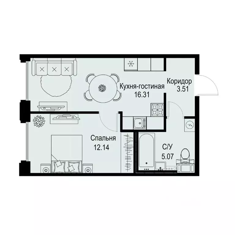 1-к кв. Санкт-Петербург ул. Профессора Попова, 38 (37.03 м) - Фото 0
