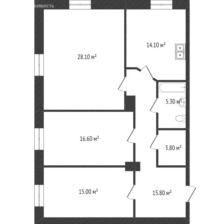 3-комнатная квартира: Кемерово, Весенняя улица, 7 (98.8 м) - Фото 0