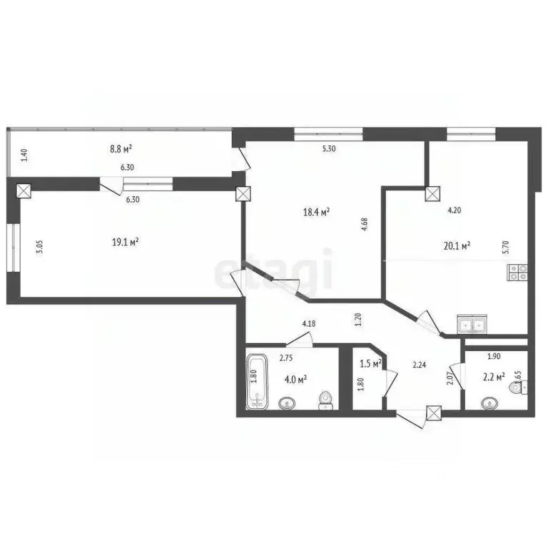 2-к кв. Ростовская область, Батайск ул. Орджоникидзе, 2Г (86.0 м) - Фото 1