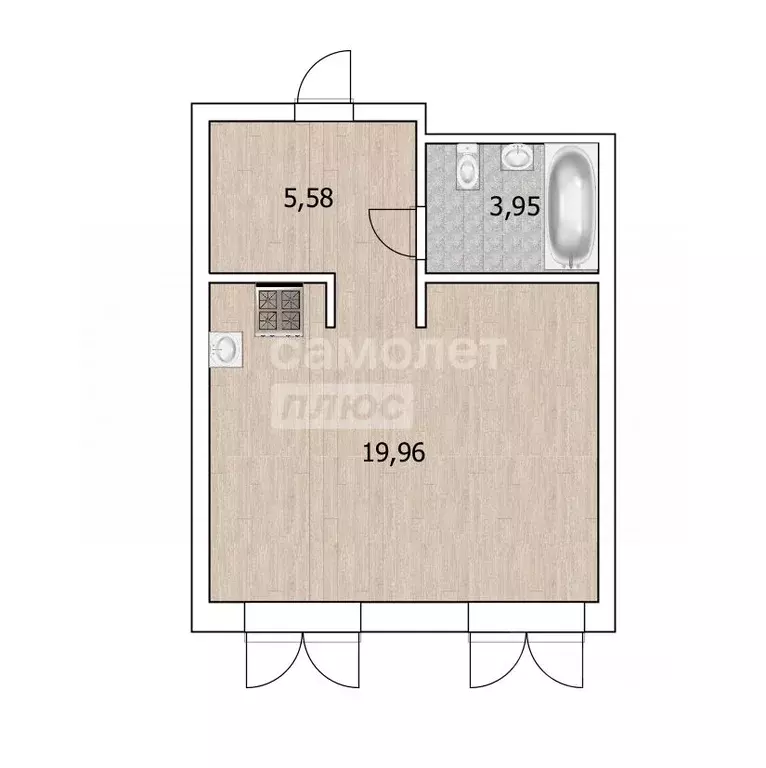 Студия Тюменская область, Тюмень Рощино мкр, ул. Александра ... - Фото 1