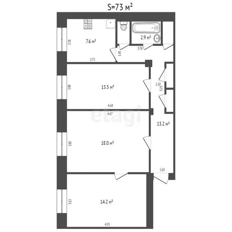3-комнатная квартира: Кемерово, Советский проспект, 33 (72.7 м) - Фото 0