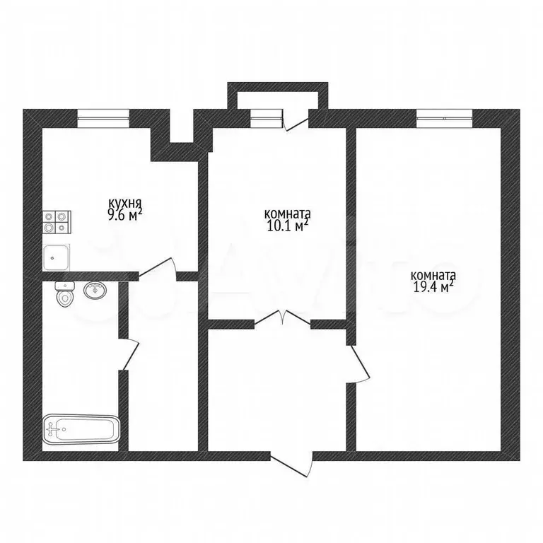 2-к. квартира, 52,1 м, 3/4 эт. - Фото 0