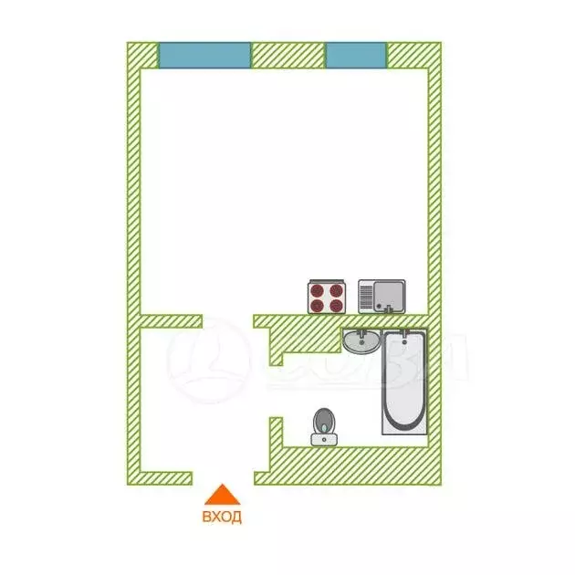 Квартира-студия: Тюмень, улица Газовиков, 44 (28.5 м) - Фото 2