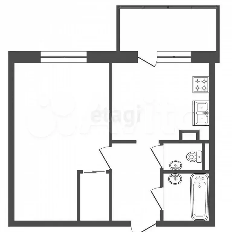 1-к. квартира, 35,9 м, 3/4 эт. - Фото 0