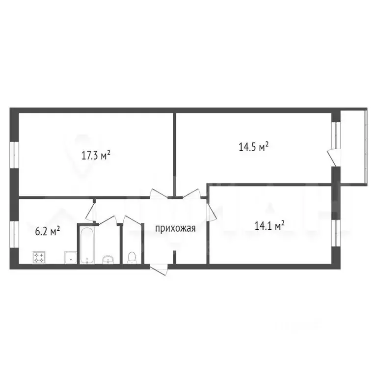 3-к кв. Хакасия, Абакан ул. Крылова, 71А (66.5 м) - Фото 2