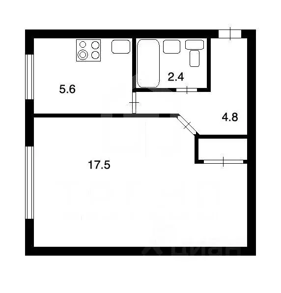 1-к кв. Санкт-Петербург ул. Тамбасова, 4К2 (30.6 м) - Фото 1