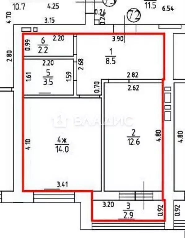 1-к кв. Калининградская область, Калининград бул. Борисовский, 17к1 ... - Фото 1