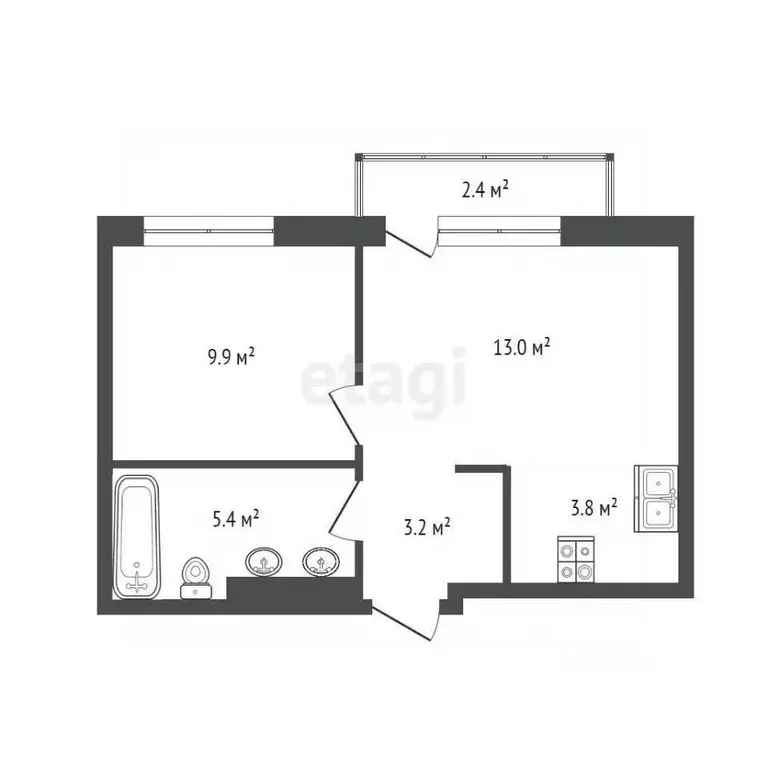 1-к кв. Тюменская область, Тюмень ул. Молодогвардейцев, 5к1 (35.2 м) - Фото 2