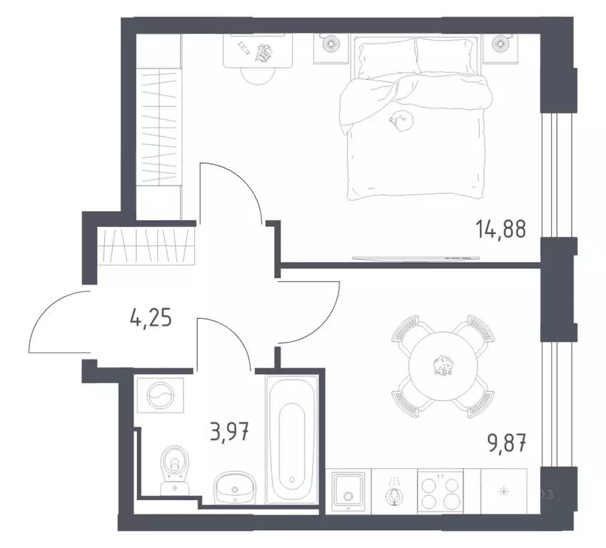 1-к кв. Забайкальский край, Чита Железобетонная ул., 1/4 (32.97 м) - Фото 1