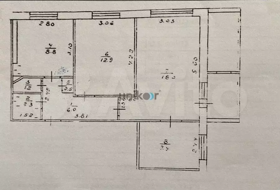 3-к. квартира, 57,1 м, 1/9 эт. - Фото 0