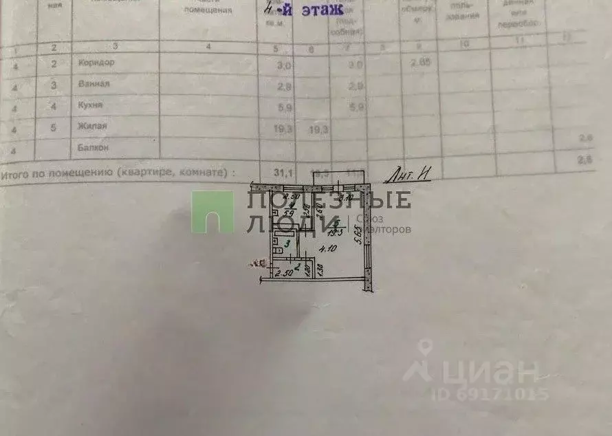 1-к кв. Орловская область, Орел Комсомольская ул., 316 (31.1 м) - Фото 2