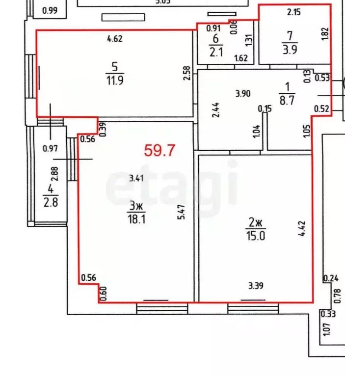 2-к кв. Калининградская область, Калининград ул. Аксакова, 135 (59.7 ... - Фото 0
