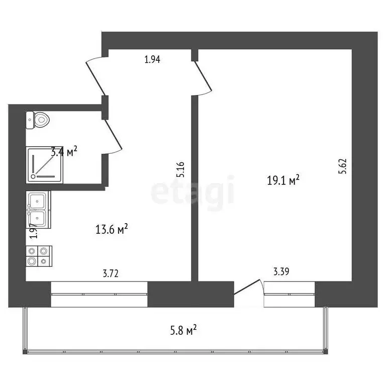 1-комнатная квартира: Черноморское, Кооперативная улица, 4А (36.1 м) - Фото 1