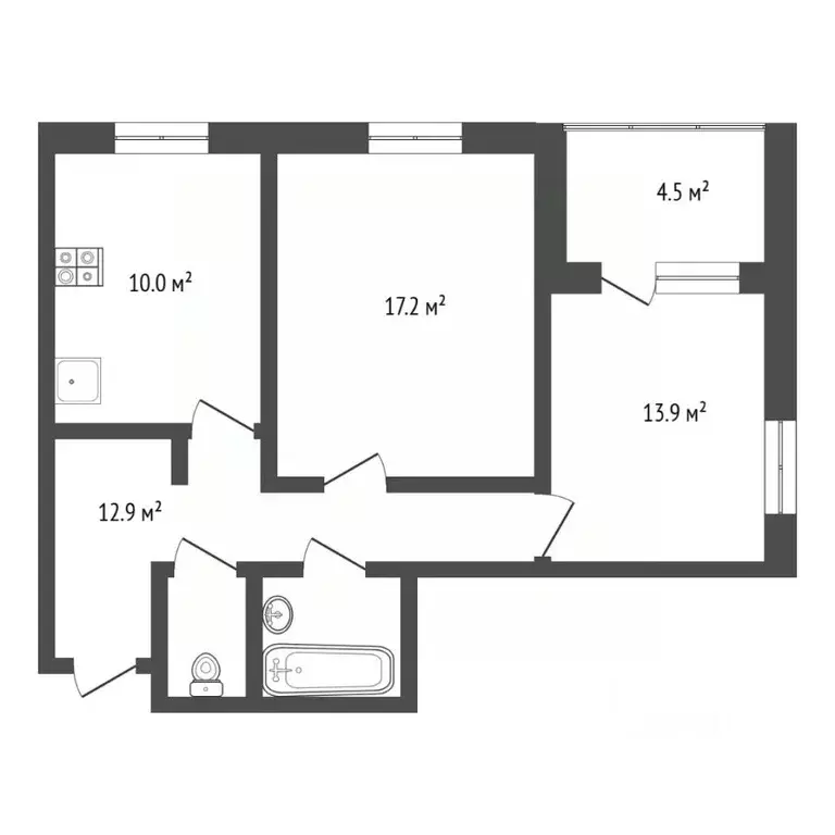 2-к кв. Тюменская область, Тюмень ул. Бориса Житкова, 5к1 (58.4 м) - Фото 1