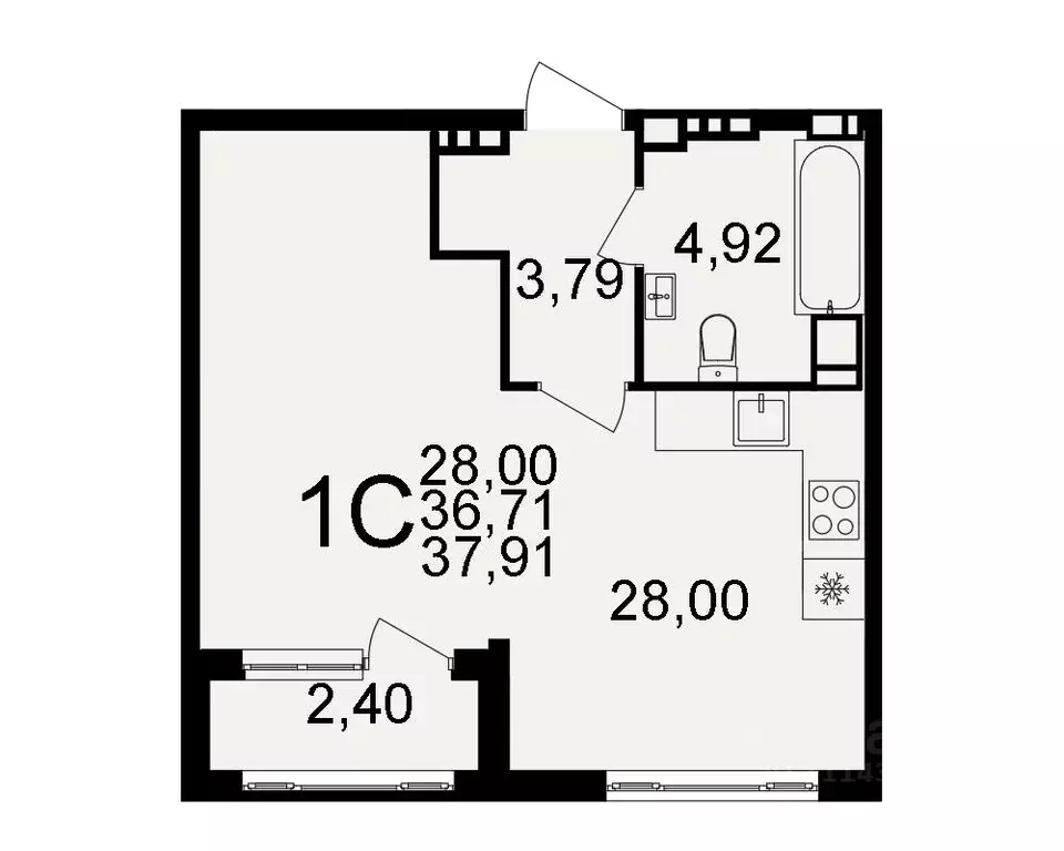 1-к кв. Тульская область, Тула  (36.71 м) - Фото 0