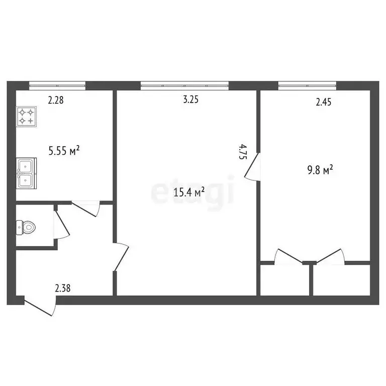 2-комнатная квартира: Ломоносов, Владимирская улица, 18А (37.2 м) - Фото 1