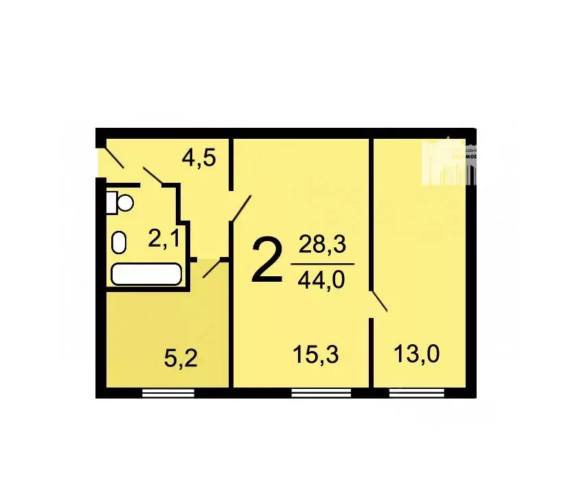 2-к кв. Москва ул. Академика Комарова, 11Б (44.0 м) - Фото 1