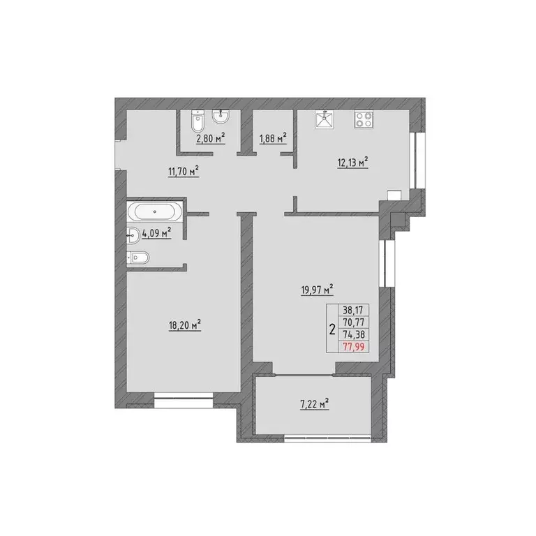 3-к кв. Ивановская область, Иваново Кооперативная ул., 3 (77.99 м) - Фото 0