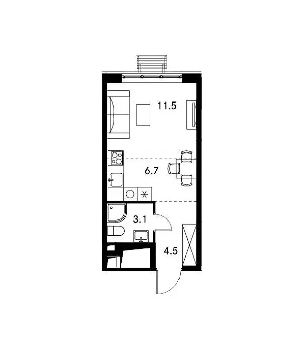 Квартира-студия: Рузино, микрорайон Кутузовский, 4к2 (25.8 м) - Фото 1