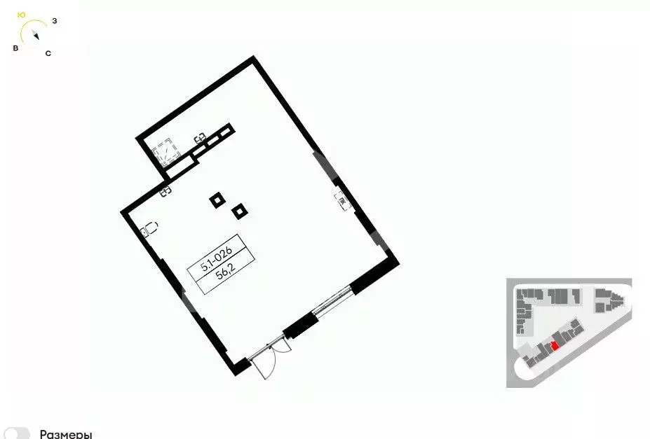 Помещение свободного назначения в Москва № 160 кв-л, 1Вк3 (56 м) - Фото 2