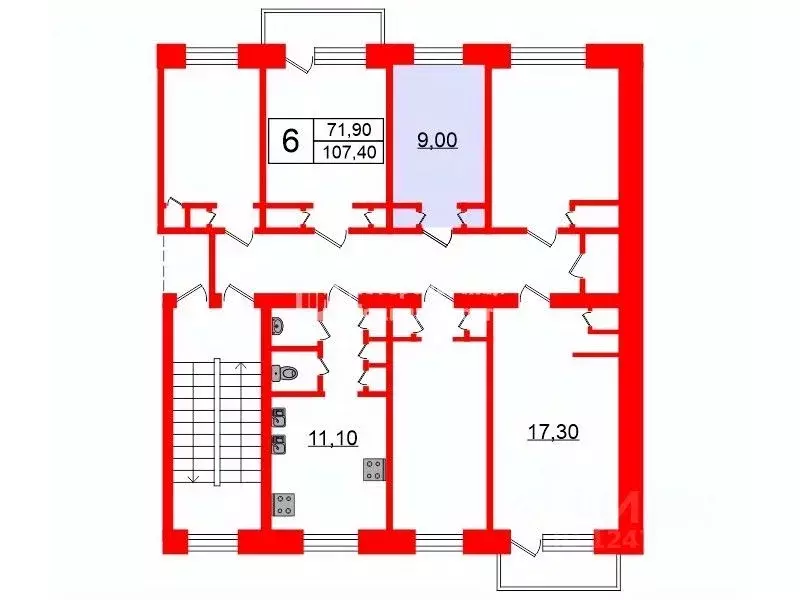 Комната Санкт-Петербург 2-й Рабфаковский пер., 17К1 (9.0 м) - Фото 1