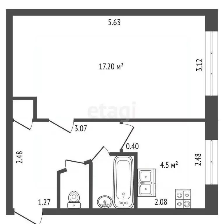 1-к кв. Санкт-Петербург ул. Вавиловых, 11К3 (30.9 м) - Фото 1