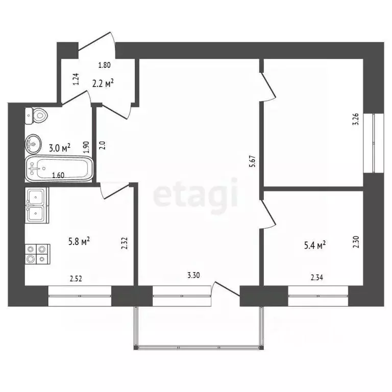 3-к кв. Нижегородская область, Балахна Коммунистическая ул., 1 (45.2 ... - Фото 2