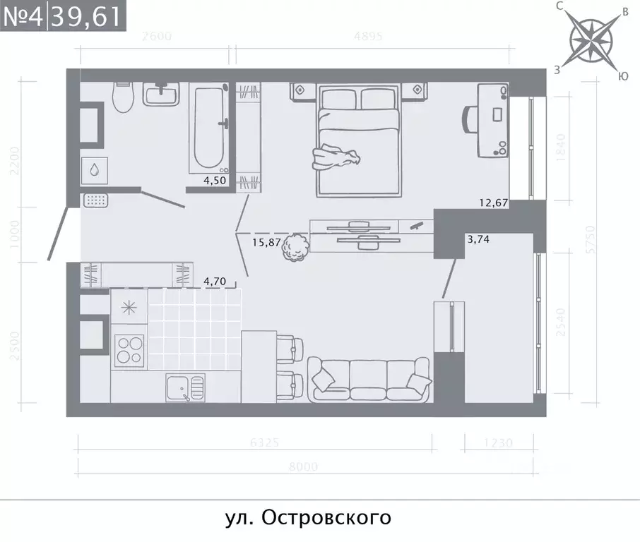 1-к кв. Татарстан, Казань Кастура Таун жилой комплекс (39.61 м) - Фото 0