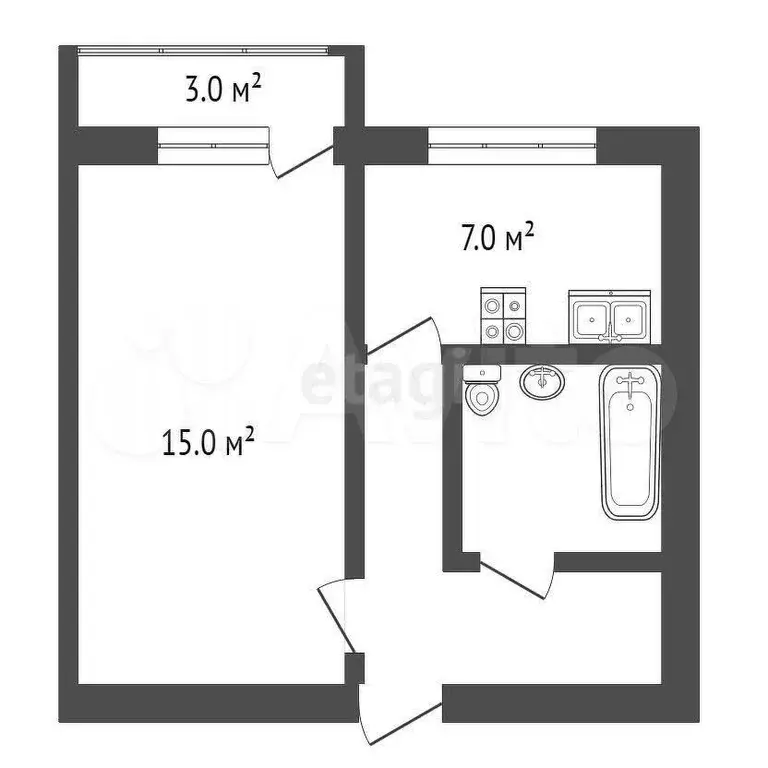 1-к. квартира, 31,5 м, 9/9 эт. - Фото 0