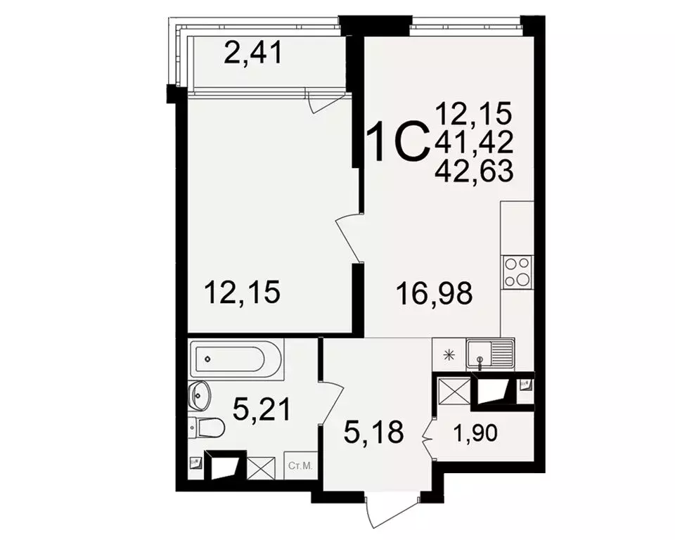 1-комнатная квартира: Рязань, улица 6-я Линия, 27 (42.63 м) - Фото 0