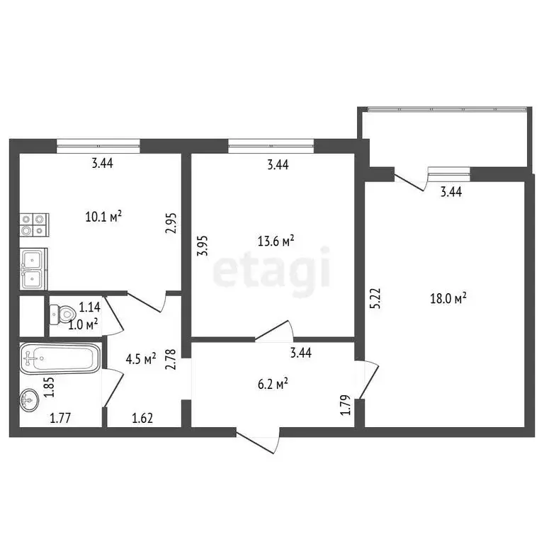 2-комнатная квартира: Санкт-Петербург, улица Маршала Казакова, 82к1 ... - Фото 1