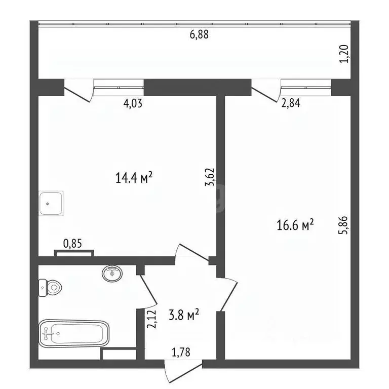 1-к кв. Амурская область, Благовещенск Первомайская ул., 49 (43.2 м) - Фото 2