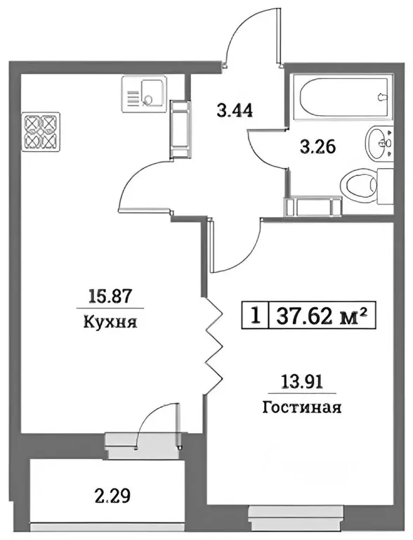 1-к кв. Ленинградская область, Мурино Всеволожский район, ул. ... - Фото 1