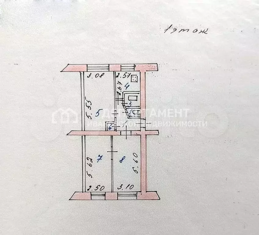 3-к. квартира, 61,7 м, 1/5 эт. - Фото 0
