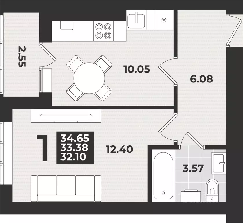 1-к кв. Калининградская область, Калининград ул. Героя России ... - Фото 1