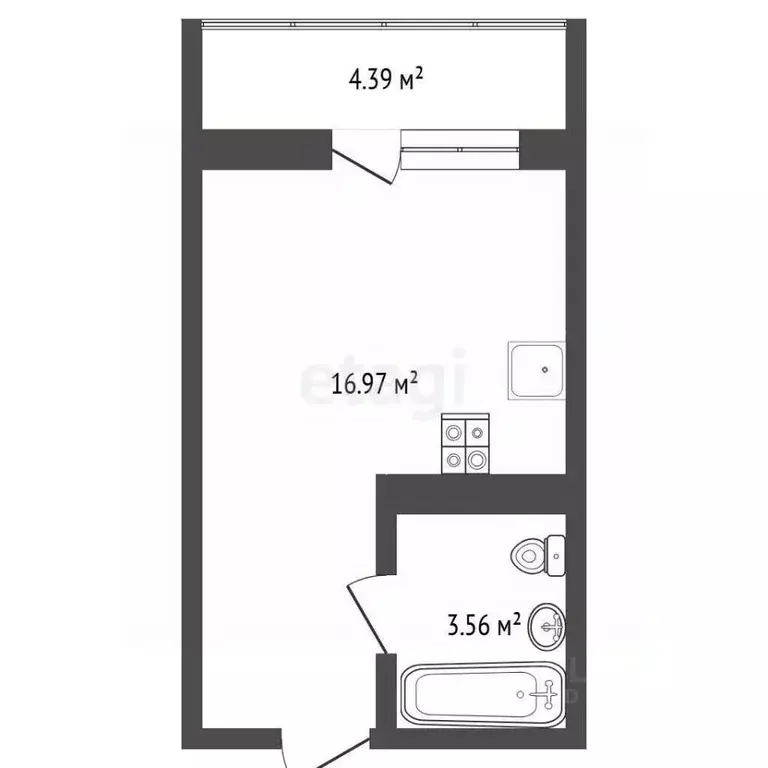 Студия Тюменская область, Тюменский муниципальный округ, д. Патрушева ... - Фото 1