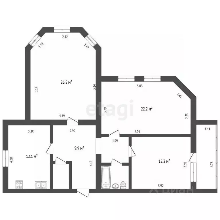 3-к кв. Омская область, Омск просп. Мира, 163к3 (98.3 м) - Фото 0