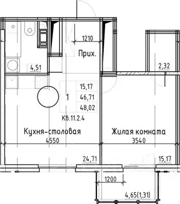 1-к кв. Санкт-Петербург Заставская ул., 30 (46.57 м) - Фото 0