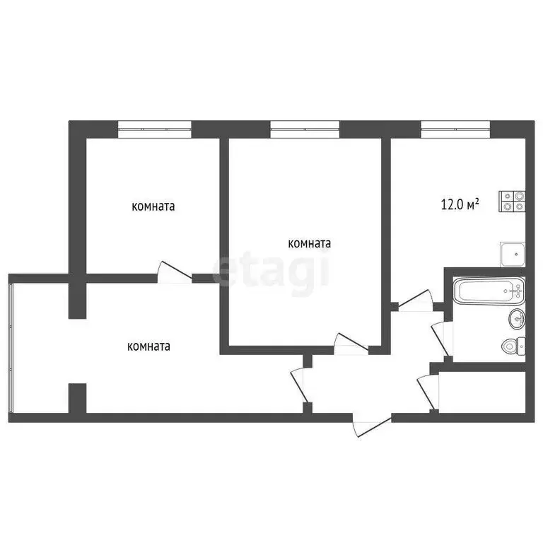 3-комнатная квартира: Ярославль, улица Северная Подстанция, 2 (55.8 м) - Фото 1