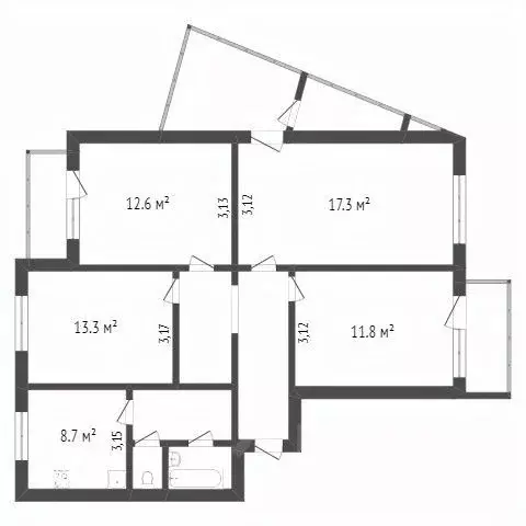 4-к кв. Белгородская область, Белгород ул. Буденного, 13 (82.1 м) - Фото 2