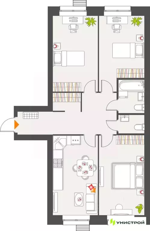3-к кв. Татарстан, с. Высокая Гора Атмосфера жилой комплекс (81.69 м) - Фото 1