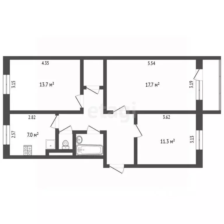 3-к кв. Ямало-Ненецкий АО, Муравленко Пионерская ул., 20 (64.6 м) - Фото 2