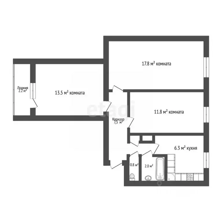 3-к кв. санкт-петербург ул. лени голикова, 60 (59.8 м) - Фото 1