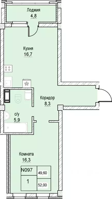 1-к кв. Нижегородская область, Нижний Новгород ул. Июльских Дней (49.6 ... - Фото 0