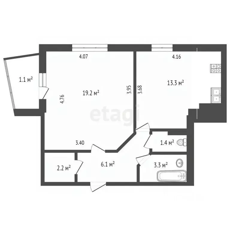 1-к кв. Татарстан, Набережные Челны Набережночелнинский просп., 70/56 ... - Фото 2