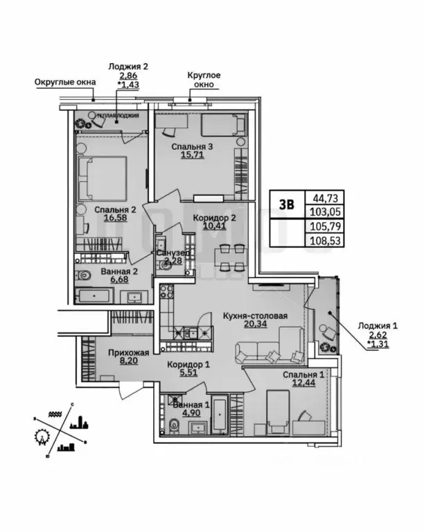 3-к кв. Свердловская область, Екатеринбург ул. Репина, 77 (106.2 м) - Фото 2