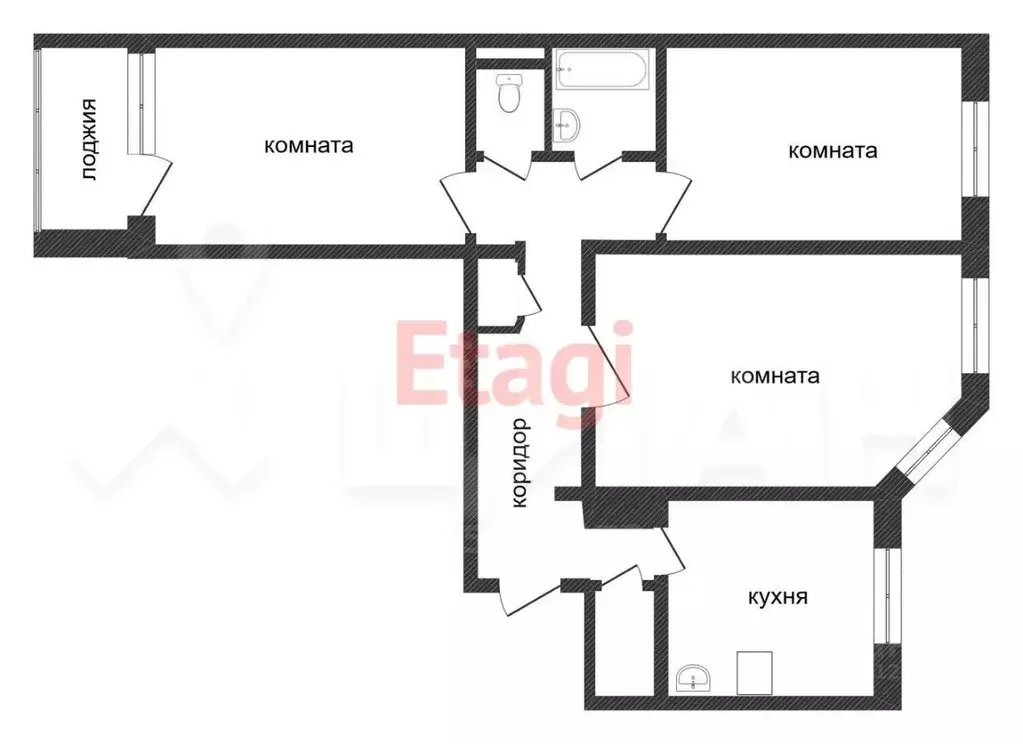 3-к кв. Коми, Усинск Комсомольская ул., 19 (71.5 м) - Фото 1